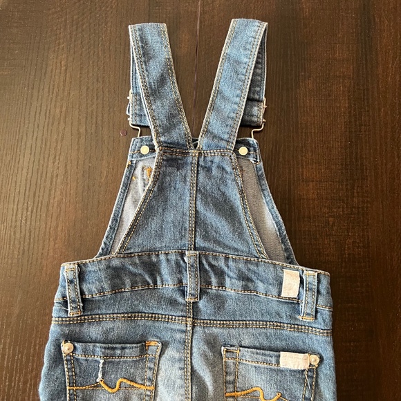 7 For All Mankind Toddler Girls Denim Overalls 24M Skinny Fit Distressed Jean - Picture 8 of 9